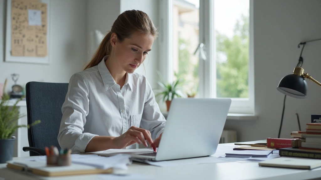 Профессиональное рабочее место с организованными документами и цифровыми инструментами